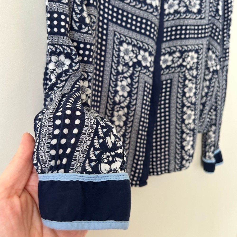 Maeve by Anthropologie “Clara” Blouse Print in Navy & White Size 2 - Picture 4 of 8